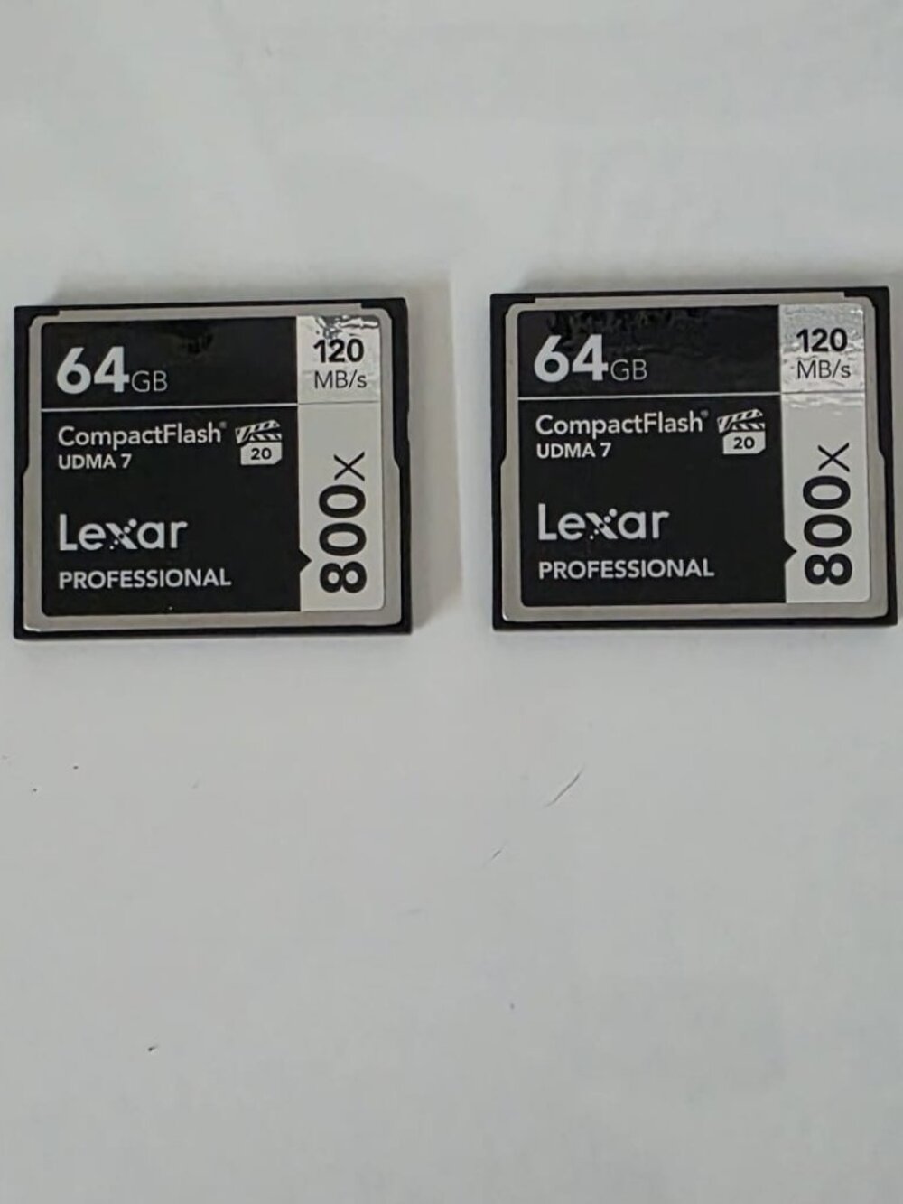 Lexar Professional 800x 64GB CompactFlash (CF) memory cards x 2